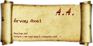 Árvay Axel névjegykártya